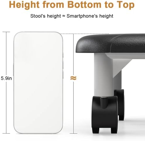 5.9'' Height Rolling Stool, (10.2" D x 13.1" W) Plastic Surface Low Rolling Stools with Wheels, 360° Rotating Flexible Seating, Rollings Step Stool for Home Office Pedicure Floor Cleaning