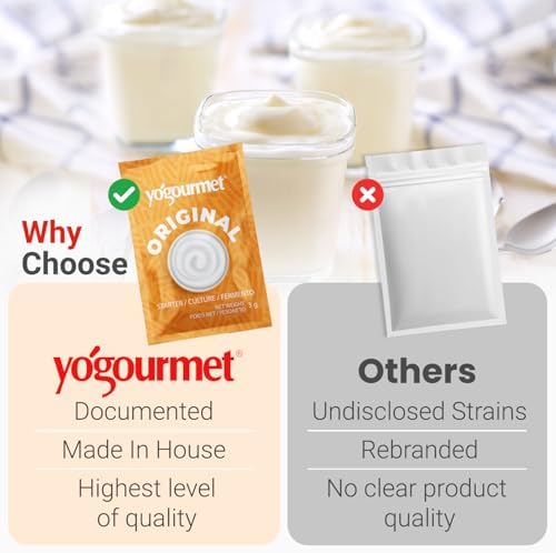 Yogourmet Yogurt Starter (16 Pack Bulk Version) - Make Yogurt at Home - Starter Culture - All Natural, Gluten Free, Kosher, Halal - 3 g Sachets