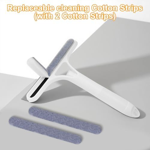 Pro 3 in 1 Window Cleaning Scraper with 2 Replaceable Cleaning Cotton Strips, 3 in 1 Spray Squeegee, Window Squeegee, Suitable for Cleaning Bathroom Glass, Mirrors, Car Windows (Blue)