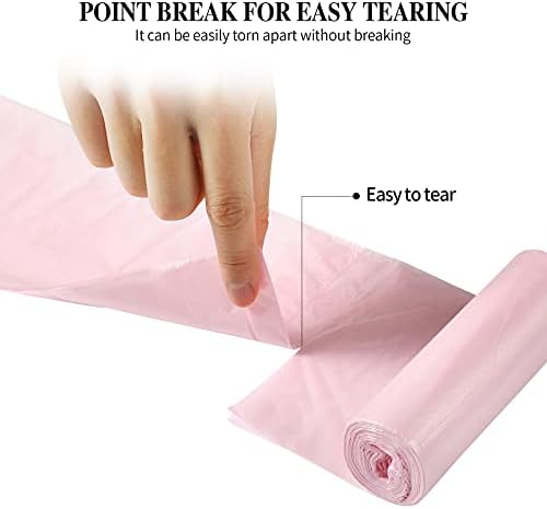 5 Rolls Small Trash Bags - 100 Counts Durable 4 Gallon Small Garbage Bags for home office kitchen Bathroom Bedroom Trash Can liners（Pink）