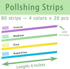 80 PCS GLI-Smile Dental Polishing Strips, Pre-Cut Resin Polishing Strips, Teeth Sanding, 4 Sizes, 80 Strips