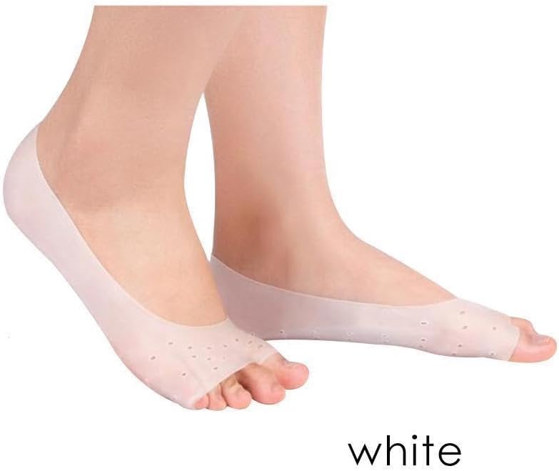 2pcs White Soft Silicone Moisturizing Gel Socks for Foot Care Protector Relieve Dry Cracked Peeling Heels Shoes Insole Pedicure