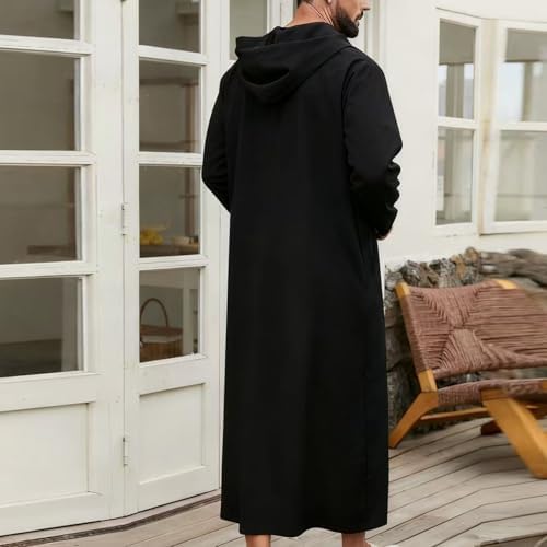 2026 Middle East Arab Robes for Men Muslim Thobes - Long Sleeve Loose Hood Long Gown Dress Muslim Kaftan Thobe