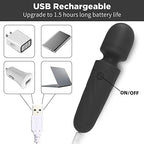 Handheld Personal Mini Massager Tool– Waterproof, USB Rechargeable, 10 Vibration - Perfect on Back Legs Hand Pains and Sports Recovery(Black)