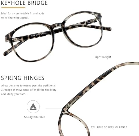 Vintage Round Progressive Multifocal Presbyopic Glasses, Blue Light Blocking Glasses for Men Women Readers (Leopard,+0.00/+2.00 Magnification)