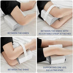 Knee Pillow for Side Sleepers,Knee Pillow,Leg Pillow for Side Sleeping,Hip Pain and Smooth Spine Alignment Pillows,Memory Foam Ergonomic and with Cover and Removable Straps,White/Gray