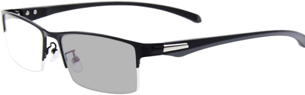 Photochromic Reading Sunglasses Progressive Multifocal Reading Glasses, Men's Browline Half-Rim Frame, Black