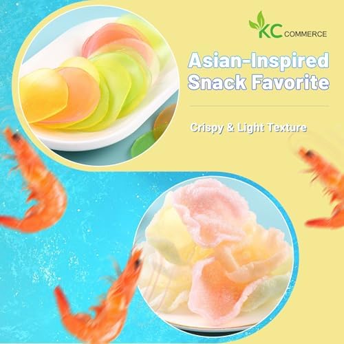 KC Commerce Colored Prawn Chips (Uncooked) – Authentic Asian Shrimp Crackers | Fry at Home Crispy Snack | Colorful Party Chips, Light & Crunchy (8oz Pack of 2)