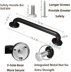 12 Inch Black Stainless Steel Handrail, Safety Grab Bars for Wall, Handicap Grab Bars for Bathroom, Shower, Toilet, RV Handrail, Hand Rails for Indoor Stairs, Stair Railing Indoor & Outdoor (2 Pack)