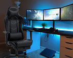PU Leather Ergonomic Gaming Chair with Massage, Lumbar Support, Footrest and Armrest - Big and Tall, Racing Style for Adults Gaming Work Study
