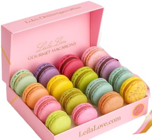Leilalove Macarons - Mademoiselle de Paris Collections of 15 gourmet macarons Gift box varies in color - cookies are individually packaged for the perfect freshness