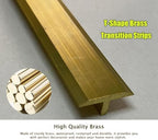 CMYUN Flat T-Shaped Brass Threshold Strip Gold, Extra Narrow Doorway Transition Strips Wood to Tile, Stair Wall Edging Trim Transition Bar, Joins Floor Gap(10x12mm(0.39x0.47 in))