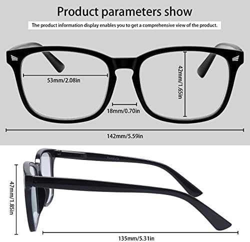 3 Pack Progressive Multifocus Reading Glasses Blue Light Blocking Men Women Spring Hinges Square Computer Readers (3 Mix Color, 2.0)