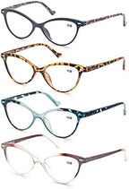 MODFANS 4 Pack Cat Eye 1.25 Reading Glasses for Women,Fashion Ladies Design Comfortable Spring Hinge Stylish 4 Pair Women Readers with 4 Pouch