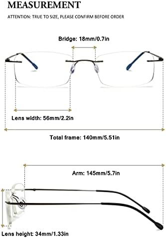 VEVESMUNDO Frameless Reading Glasses Blue Light Blocking Metal Lightweight Computer Rimless Readers for Men Women