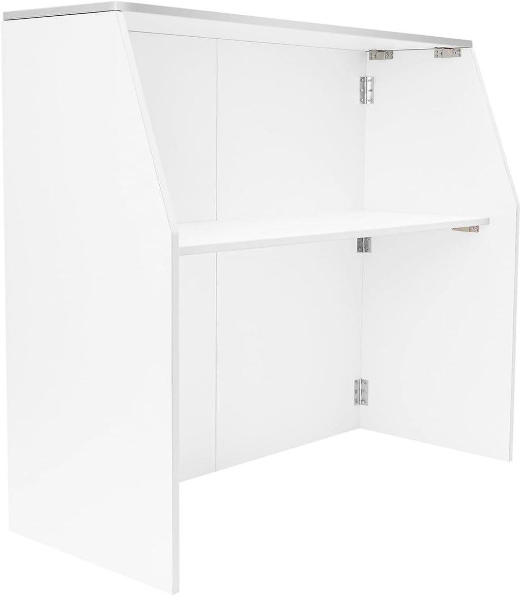 43''*48''*20'' Portable Event Bar, Folding Party Counter Mobile Drink Table 110lbs Load Capacity for Parties BBQs Catering and Outdoor Events(White with Aluminum Edge)