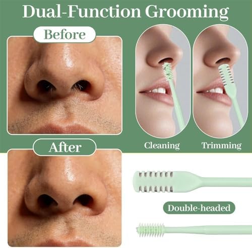 5PCS Nasal Hair Cutter for Women Men, 2026 Upgraded Portable 2-in-1 Nasal Hair Cutter Sticks Double Sided Nose Knife with Soft Cleaning Brush