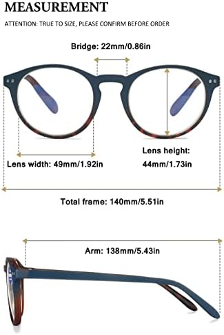 VEVESMUNDO Round Reading Glasses Vintage Large Frame Spring Hinge Blue Light Blocking Glasses for Women Men