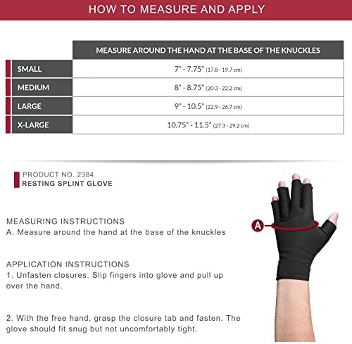 OTC Resting Splint Glove, 5 Finger Semi-Rigid Splints, Open Tips, Black, Right Hand, Medium