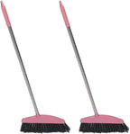 LIFKOME 2pcs Heavy Duty Stainless Steel Long Handle Broom for Home Cleaning for Including Tile and Portable and Design