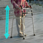 Foldable Stair Climbing Walker for Seniors, Adjustable Height Wheel-Free Walking Aid, Lightweight Aluminum Alloy Support Up to 300lbs, Portable Stair Assist Bar for Elderly & Mobility Impaired
