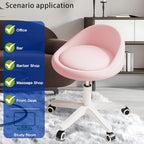Rolling Stool – Ergonomic Swivel Seat, Adjustable Height, Ultra-Quiet Wheels, Padded PU Leather Cushion, for Salon, Office, Massage & Medical Use Pink 1