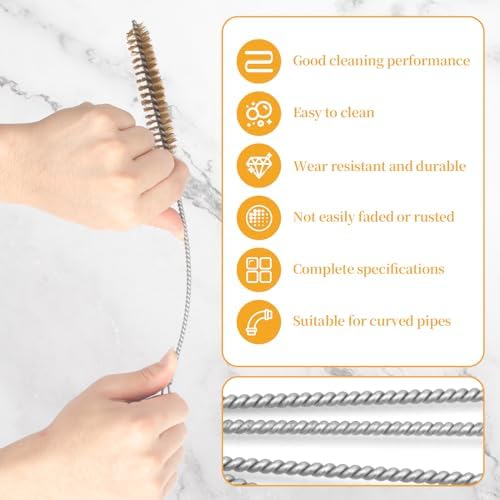 Tube Brush Kit 7pcs Brass Wire Tube Brushes Stainless Steel Bottle Brush Long Handle 11'' Wire Brushes for Cleaning Wire Pipe Tube Cleaner - 6mm/8mm/10mm/12mm/15mm/20mm/22mm