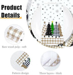 HEIPINIUYE 25 Pieces Christmas Tree Paper Napkins 3-ply Xmas Brown Buffalo Plaid Tree Guest Towels Disposable Hand Towels for Bathroom Winter Christmas Holiday Party Gingham Dinner Napkins