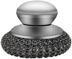 Kitchen Stainless Steel Cleaning Brush 2-Piece Set with Handle, Steel Wire Ball, Washing Pot and Dishes Dual-use