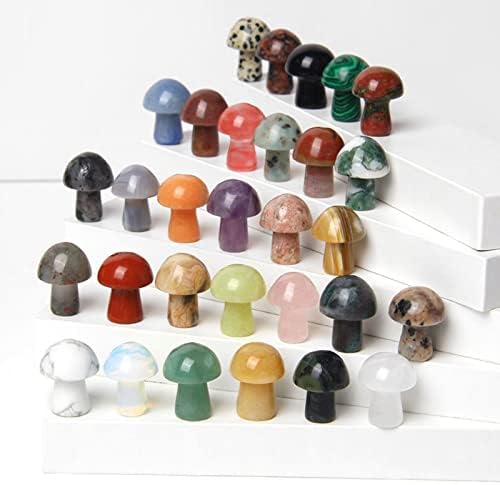 15PCS Rose Quartz Natural Stones Mushroom Sculpture Decor Crystal for Home Crafts Flower Pot Gemstone Mini Mushroom Hand Making Yard Decoration