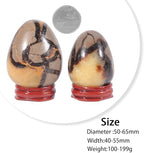 mookaitedecor Natural Septarian Dragon Crystal Egg with Wooden Stand for Display, Polished Stone Eggs for Divination Feng Shui Home Office Decoration, 1.96-2.55 Inch