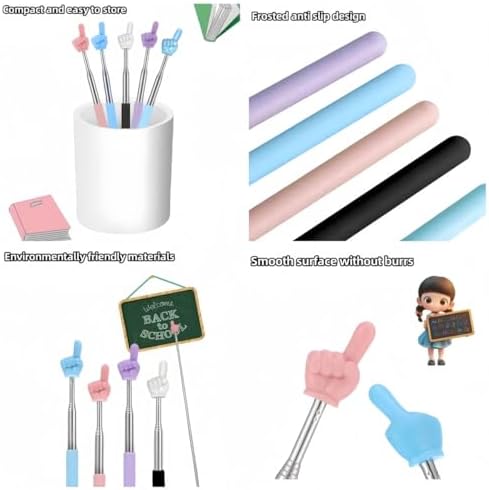 3PCS Retractable Teachers Classroom Hand Pointer, Extendable Pointer Finger Stick,Mini Finger Reading pointer Stick Student Teacher Teaching Reading Finger Shape