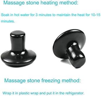 2 Pcs Mushroom Shaped Massage Stones Natural Bian Stone Hot Rock for Spa Massage (2-L, Black)