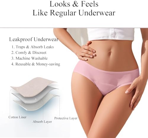 Incontinence Underwear for Women Cotton Leak Proof Panties Washable Urinary Bladder Leak Proof Underwear Postpartum Protective Briefs