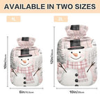 Pink Christmas Snowman Pattern Hot Water Bottle with Cover 2L Large Warm Water Bag for Pain Relief Cramps