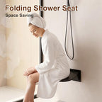 Wall Mounted Shower Seat 15.7" Folding Shower Seat with Embed CS Seat Bracket Bistable Structure UF Shower Seats Aluminum Base 440lb Load Capacity for Bathroom Remodel, Matte Black