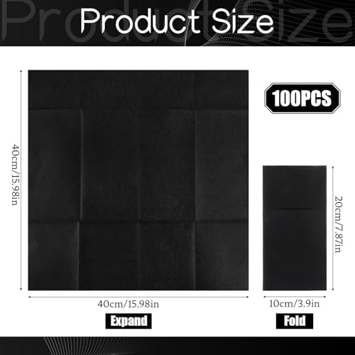 100 Pcs Black Linen-Feel Paper Napkins, Black Napkins Disposable with Built-in Flatware Pocket, Prefolded for Knives and Forks, Blacks Dinner Napkin for Evening Parties, Weddings, Birthday