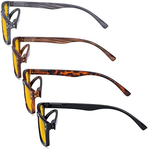 Eyekepper 4 Pack Blue Light Filter Glasses Blocking Digital Glare Readers for Women Men Reading Computer Screen Amber Tinted +1.00