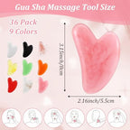 Tobeelec 36 Pcs Gua Sha Facial Tool Resin Gua Sha Massage Tool Heart Shaped Gua Sha Stone Guasha Board for Face Body Skin Massage Spa Acupuncture Prevent Wrinkles (9 Colors)