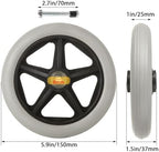 4 Pack 6 Inch Walker Wheels Replacement, Drive Walker Wheels, Wheelchair Front Wheels with Axles, Rubber Rollator Wheel Safe and Quiet Wheelchair Accessories, Gray