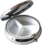 Brown Bear Silver Pill Box – Round 3-Compartment Metal Pill Organizer, Compact 2-Inch Travel Pill Case for Pocket or Purse