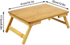 WKWKER 100% Bamboo Laptop Desk Flat Surface Lap Stand Table with Folding Legs Portable Table Bed Tray for Workstation Computer Writing Studio (Natural)