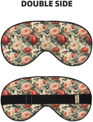 Roses and Butterflies 1 Print Double Side Sleep Eye Mask, Adjustable Night Eye Cover for Women Men