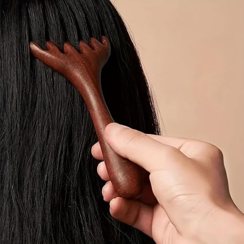 6 Claws Wood Scalp Massager, Sandalwood Gua Sha Comb, Head Scalp Scratcher Massage Tool for Deep Relaxation & Stress Reductio-Tooth Handheld