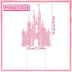 Castle Cake Topper Glitter Castle Theme Birthday Cake Decorating Supplies Princess Cakes Topper Baby Shower Birthday Party Supplies Photo Booth Props Party Decorations Light Pink