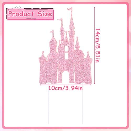 Castle Cake Topper Glitter Castle Theme Birthday Cake Decorating Supplies Princess Cakes Topper Baby Shower Birthday Party Supplies Photo Booth Props Party Decorations Light Pink