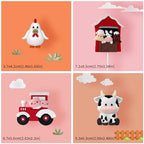6 PCS Farm Cake Topper with Cow Tractor Cake Decorations for Farm Animal Theme Birthday Party Decoration Supplies (Red)