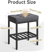 IBUYKE Rectangular Makeup Stool with Adjustable Feet and Storage Space, Footrest Chair, Linen Seat Vanity Stool, Multi-Use as Small Side Table or Ottoman, for Bedroom, Dark Gray WBD017G
