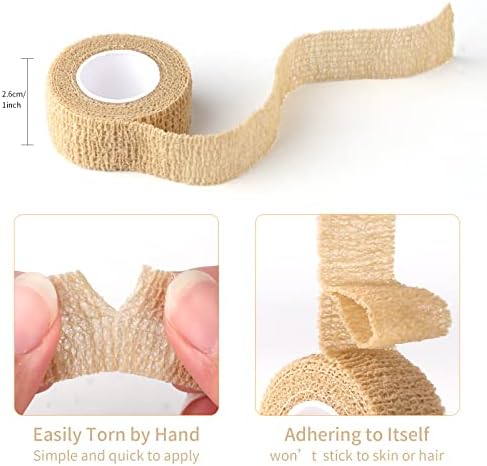 6pc-1 Inch Wide Skin Colour Elastic Self- Adhesive Bandage Finger Tape,Wrap Bandages, for Wrist and Ankle for Chair and Table Legs to Reduce Friction and Noise
