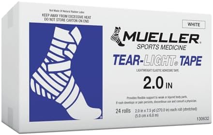 MUELLER Tear-Light Tape, White, 5 cm x 6.8m, 24 Rolls